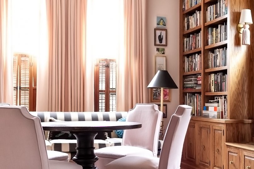Home Library with Column of Art and Prints from Artfully Walls | Making it Lovely