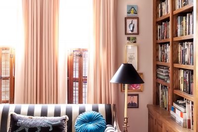 Artfully Walls Gallery Wall Column in a Home Library | Making it Lovely