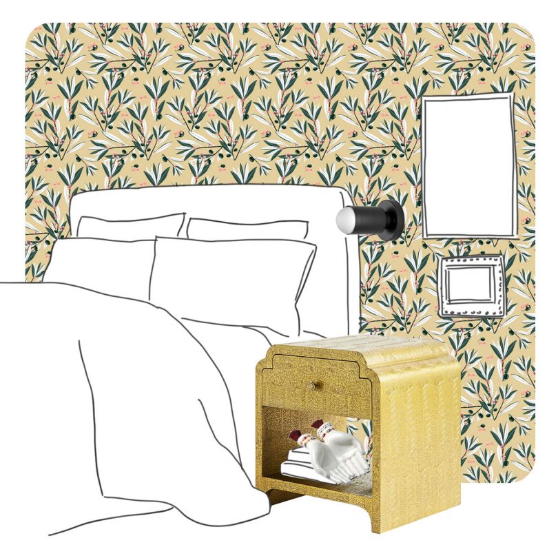 Sketch - Bedroom Nightstand and Wallpaper