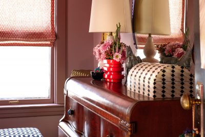 Antique Art Deco Dresser and Window with Roman Shade | Making it Lovely | One Room Challenge