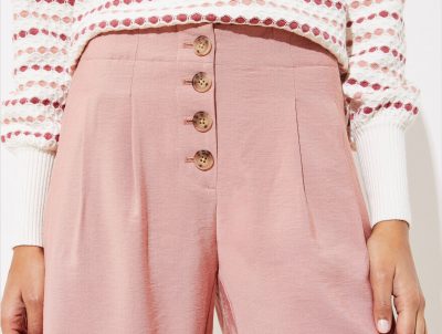 Button Fly High Waist Pink Pants