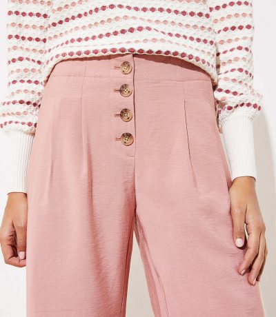 Button Fly High Waist Pink Pants