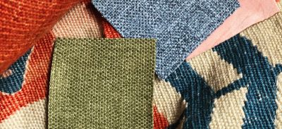 Vintage Rug with Fabric Swatches