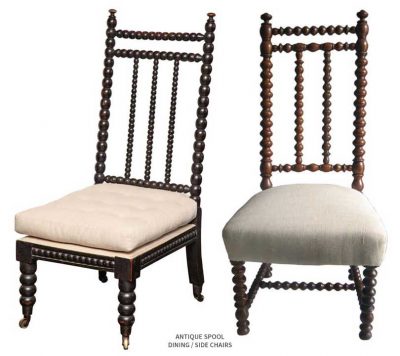 Antique Spool Dining Side Chairs