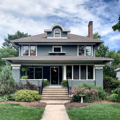 Oak Park - Stucco House Painted Blue