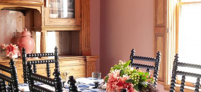 Pink Dining Room with a Red Ceiling | Making it Lovely