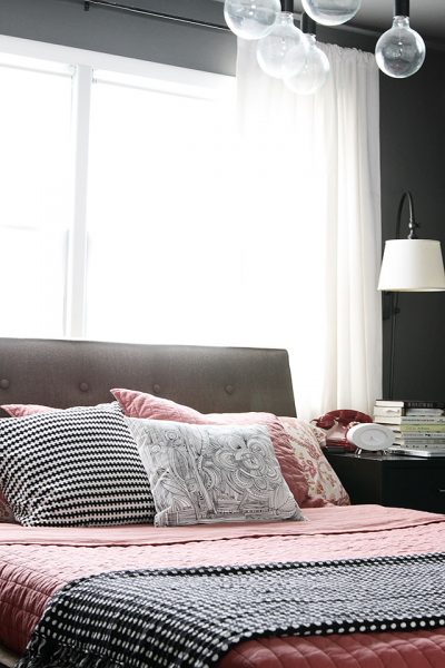 Coral and Gray Bedroom with Black and White, Making it Lovely