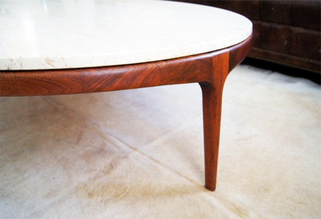 Vintage Wood and Travertine Coffee Table