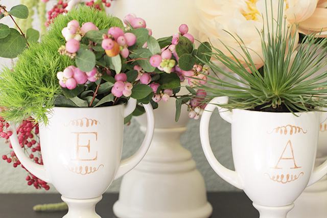 DIY Monogrammed Trophies Filled with Flowers