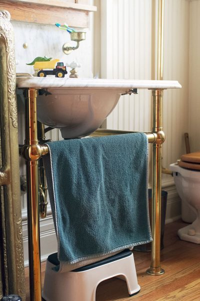 Making it Lovely's Bathroom with Antique Marble Sink