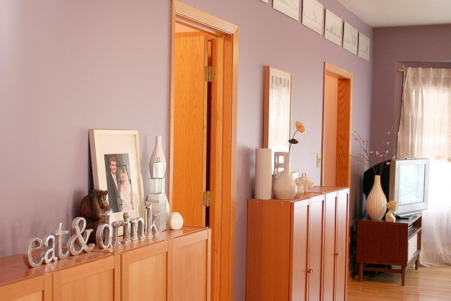 Purple Apartment with Beech Billy Bookcases