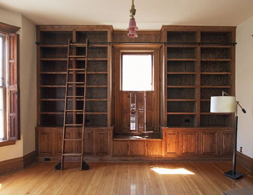 Built-in Library Bookshelves and Rolling Library Ladder #makingitlovely