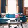 Black Walls, Teal Sofa, Moroccan Rug | Making it Lovely