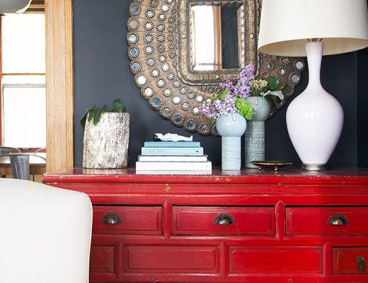 Red Console, Peacock Mirror, Black Walls » Making it Lovely