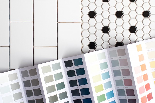 White Subway Tile and Hex Tile, Plus Paint Swatches