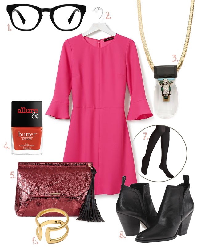 Style: Flutter-Sleeve Pink Dress