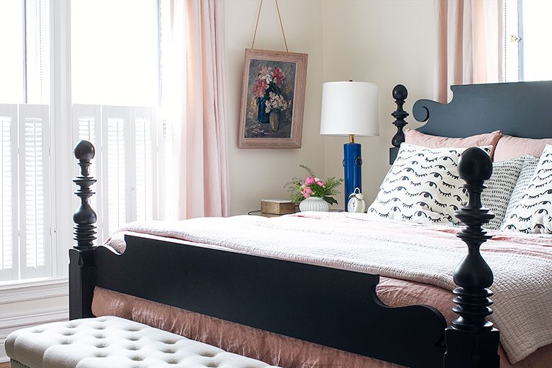 Quincy Black Cannonball Bed | Making it Lovely's One Room Challenge Bedroom