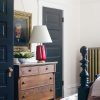Vintage Wooden Dresser Between Black Painted Doors in the Bedroom | Making it Lovely's One Room Challenge Bedroom