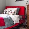 Red Upholstered Kids' Bed, Dutch Boy Paint - Frosted Olive | Making it Lovely