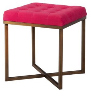 Pink Tufted Ottoman with Brass Base, Target