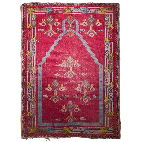 Antique Tibetan Prayer Meditation Rug