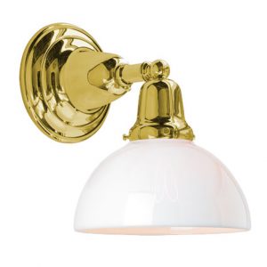 Carlton Brass Wall Sconce with Milk Glass Shade, Rejuvenation
