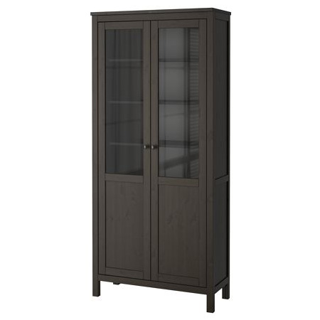Hemnes Cabinet with Panel Glass Door, Black/Brown, IKEA