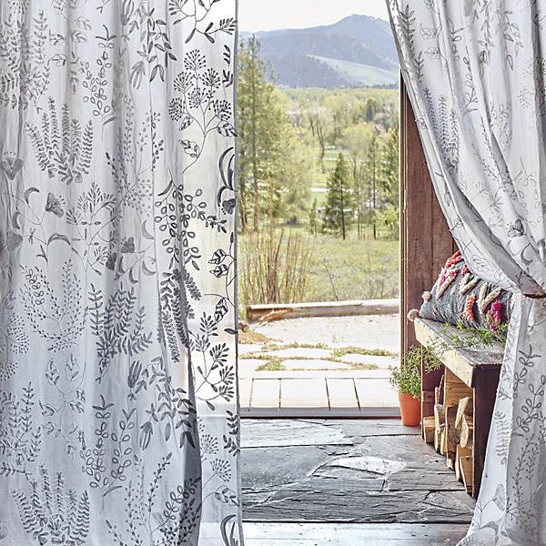 Blanched Flora Embroidered Sheer Curtains, Anthropologie