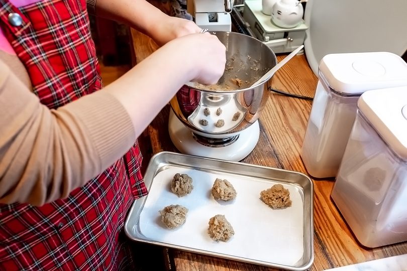 Coffee Walnut Cookies - Spoon cookie dough out | Making it Lovely