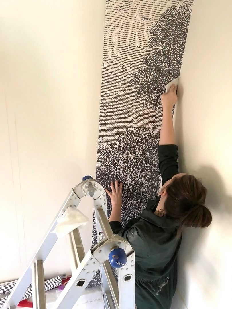 Hanging Anthropologie's Etched Arcadia Wallpaper | Making it Lovely
