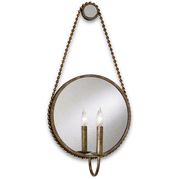 Currey & Company, Somerset Brass and Antiqued Mirror Wall Sconce