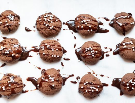 Chocolate Shortbread Cookies Drizzled with Chocolate Sauce, Topped with Sprinkles | Making it Lovely