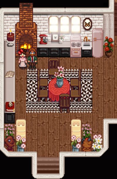 A Lovely Pink Stardew Valley Kitchen