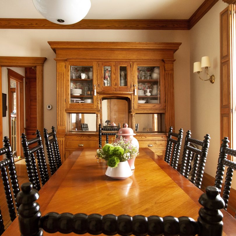 Dining Room, Wood Trim, Black Spool Chairs | Making it Lovely